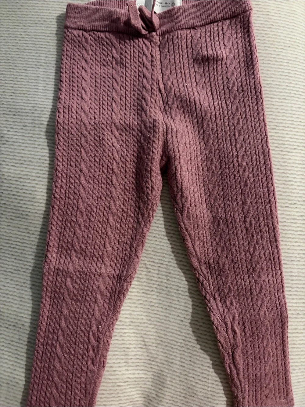 Zara Girls' Cable Knit Leggings - Mauve Pink
